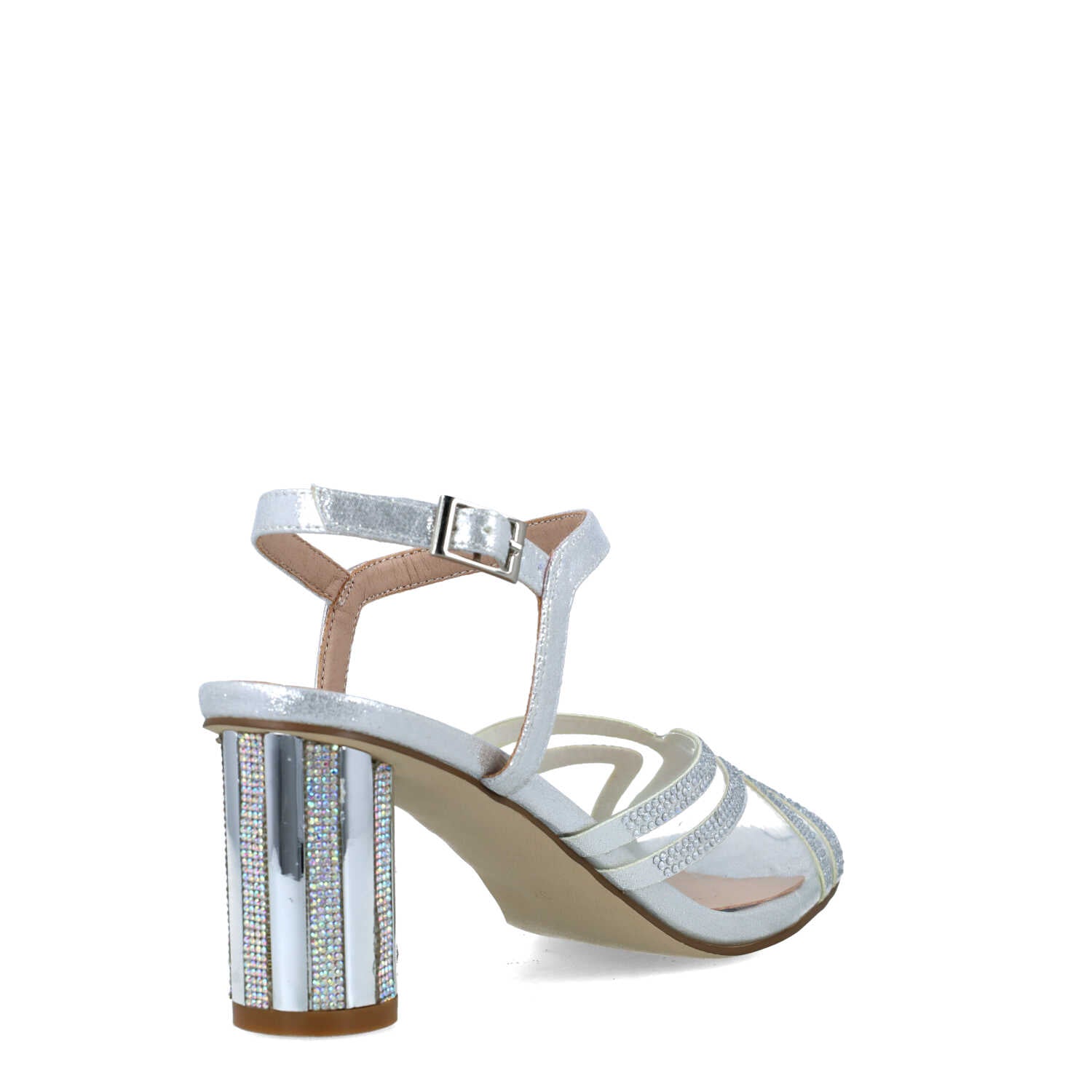 Silver Ankle-Strap High-Heel Sandals
