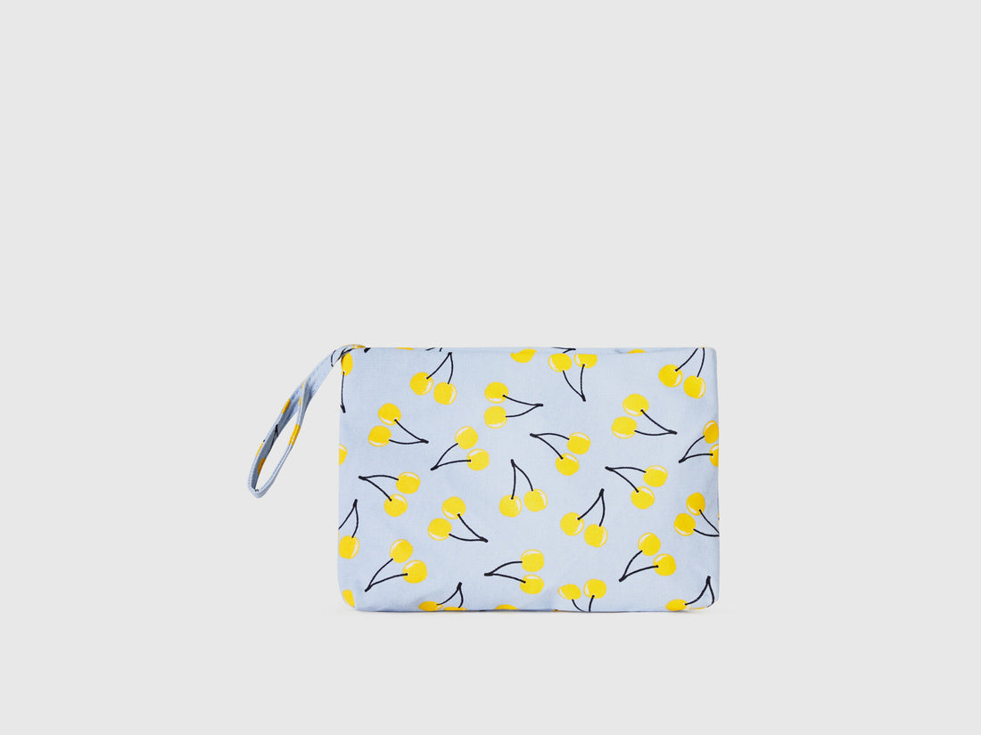 Sky Blue Beauty Case With Cherry Pattern