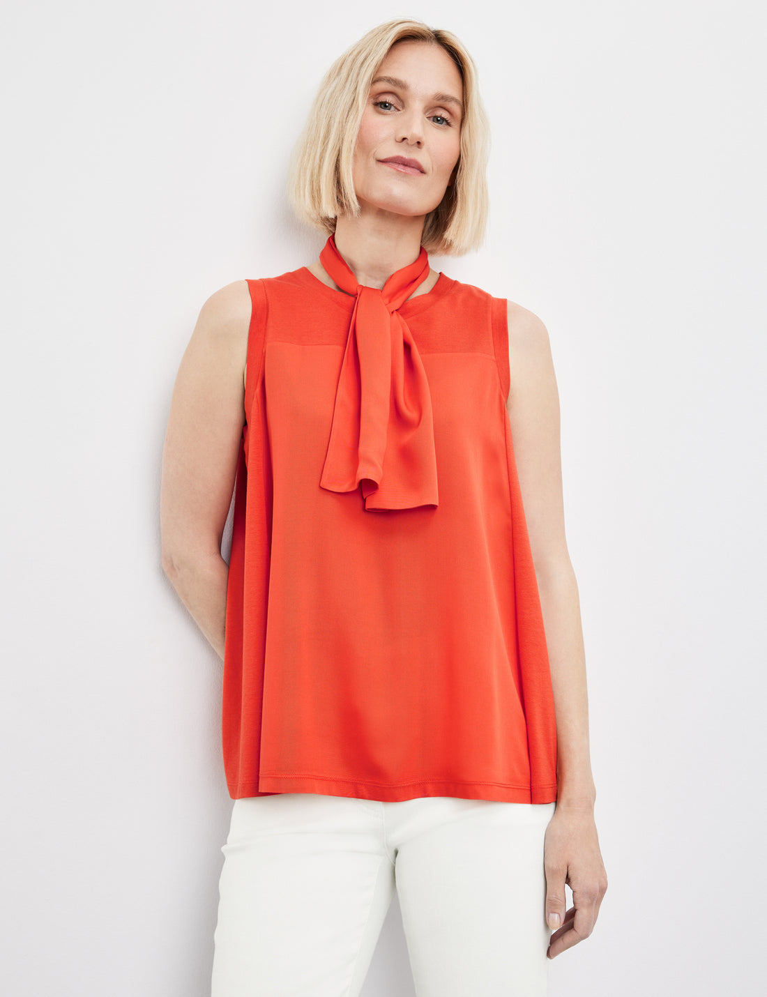 Sleeveless Blouse With Fabric Panelling