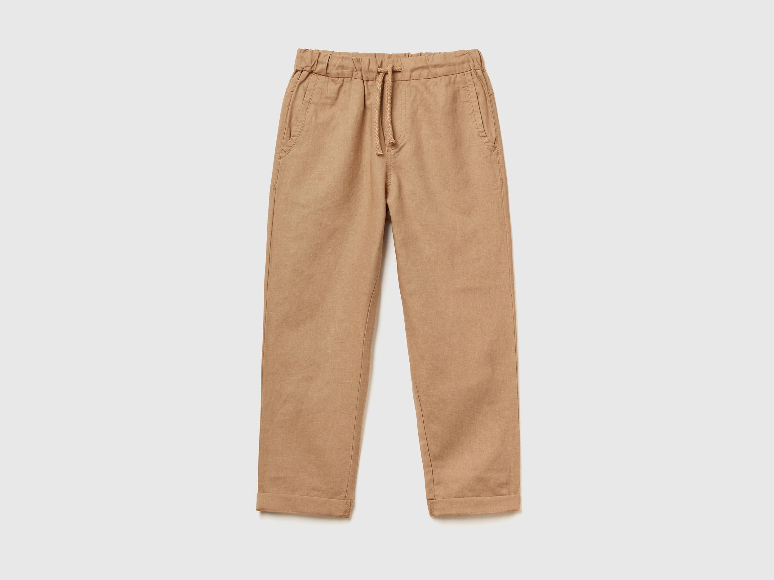 Slim Fit Trousers In Linen Blend