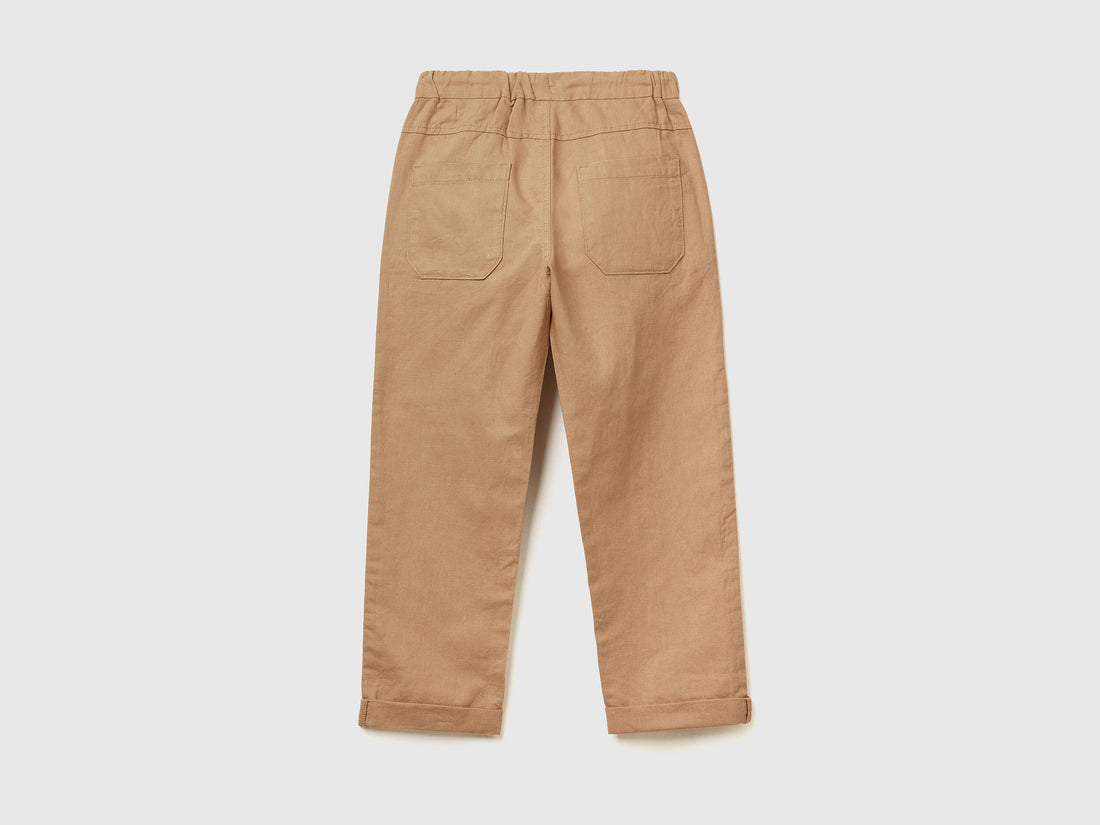 Slim Fit Trousers In Linen Blend