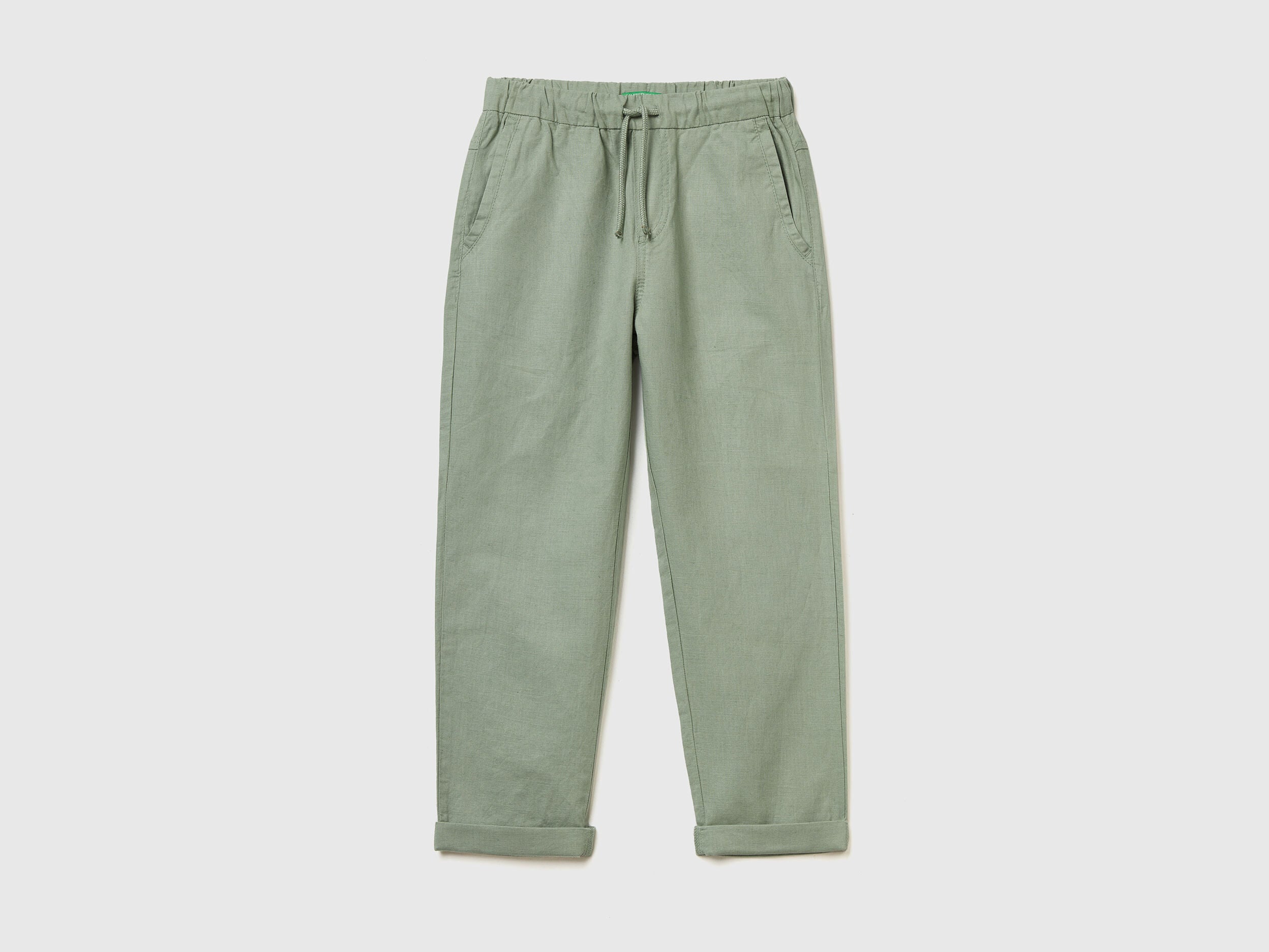 Slim Fit Trousers In Linen Blend