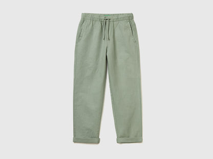 Slim Fit Trousers In Linen Blend