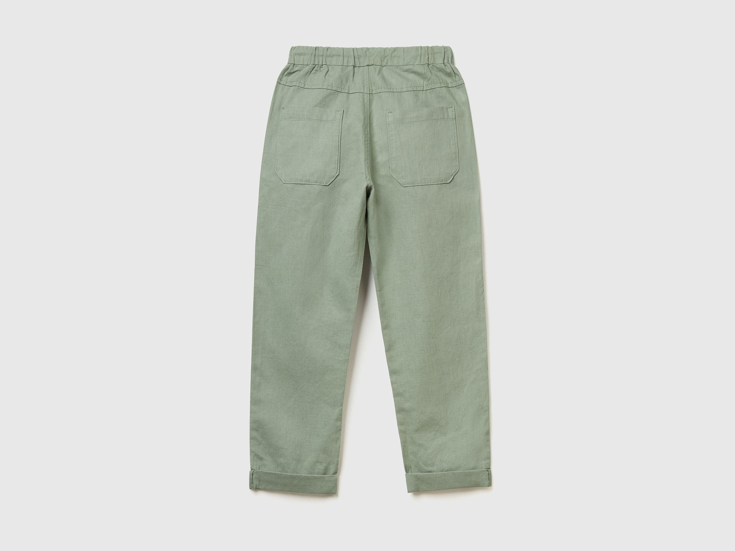 Slim Fit Trousers In Linen Blend