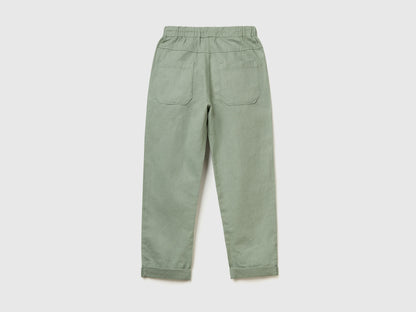 Slim Fit Trousers In Linen Blend