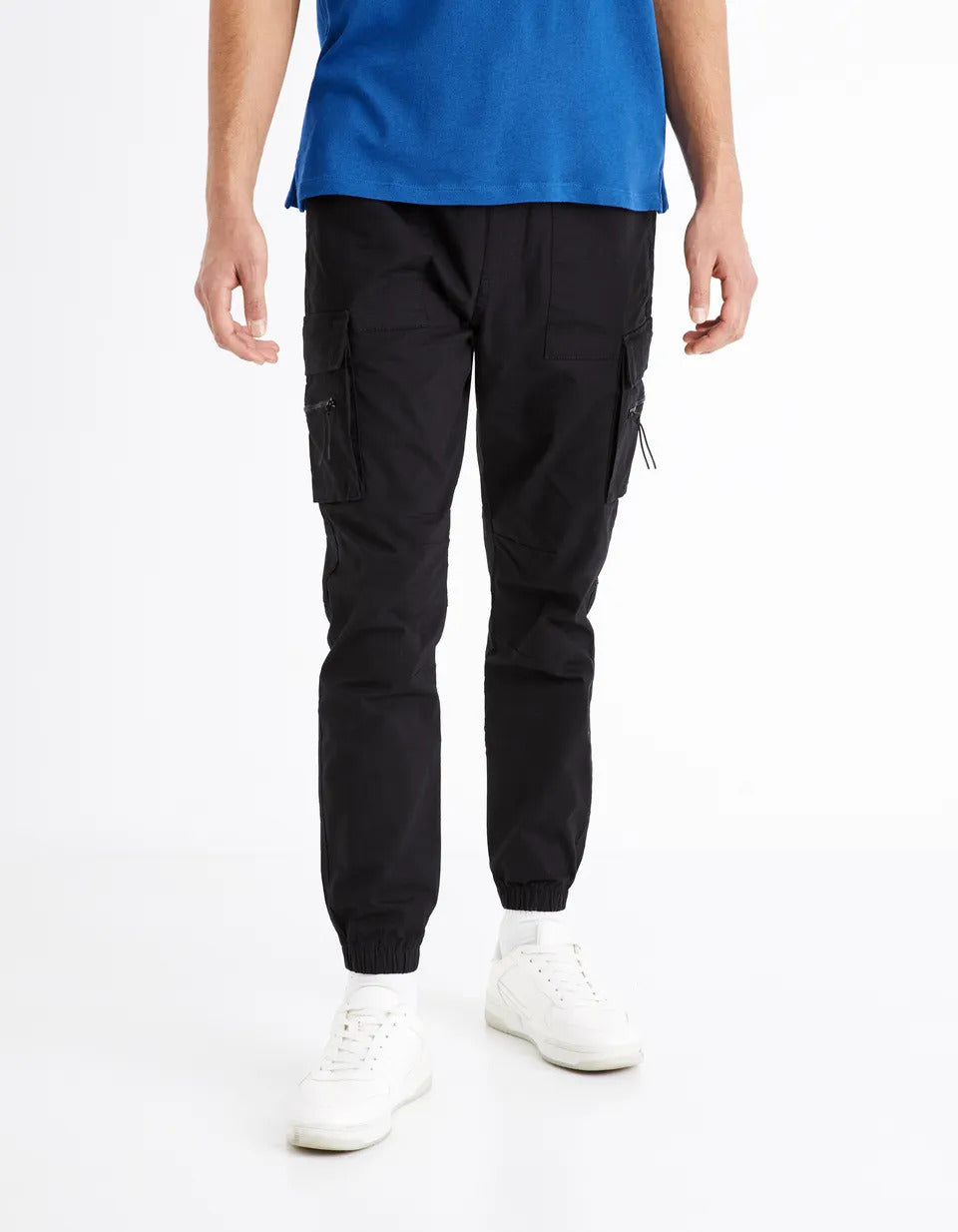 Stretch Cotton Cargo Pants - Black - 02