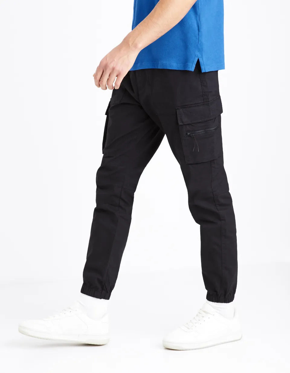 Stretch Cotton Cargo Pants - Black - 03