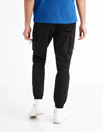 Stretch Cotton Cargo Pants - Black - 04