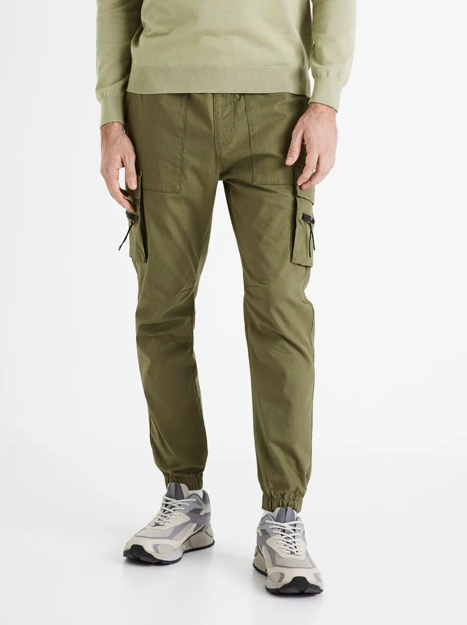 Stretch Cotton Cargo Pants - Khaki - 02