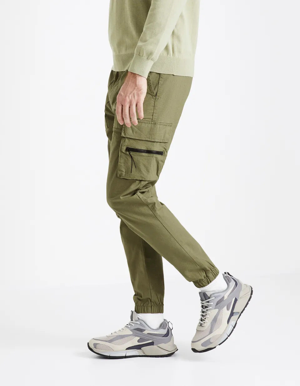 Stretch Cotton Cargo Pants - Khaki - 03