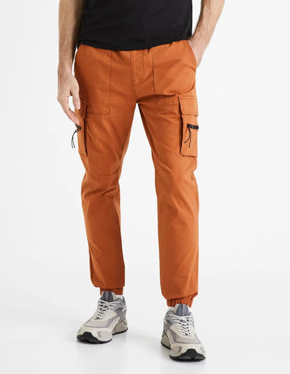 Stretch Cotton Cargo Pants - Ocre - 02