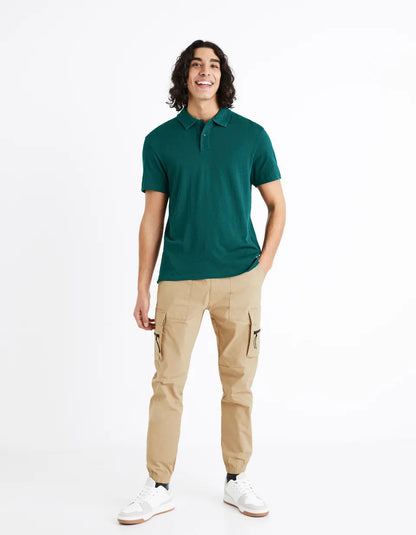 Stretch Cotton Cargo Pants - Sand - 01