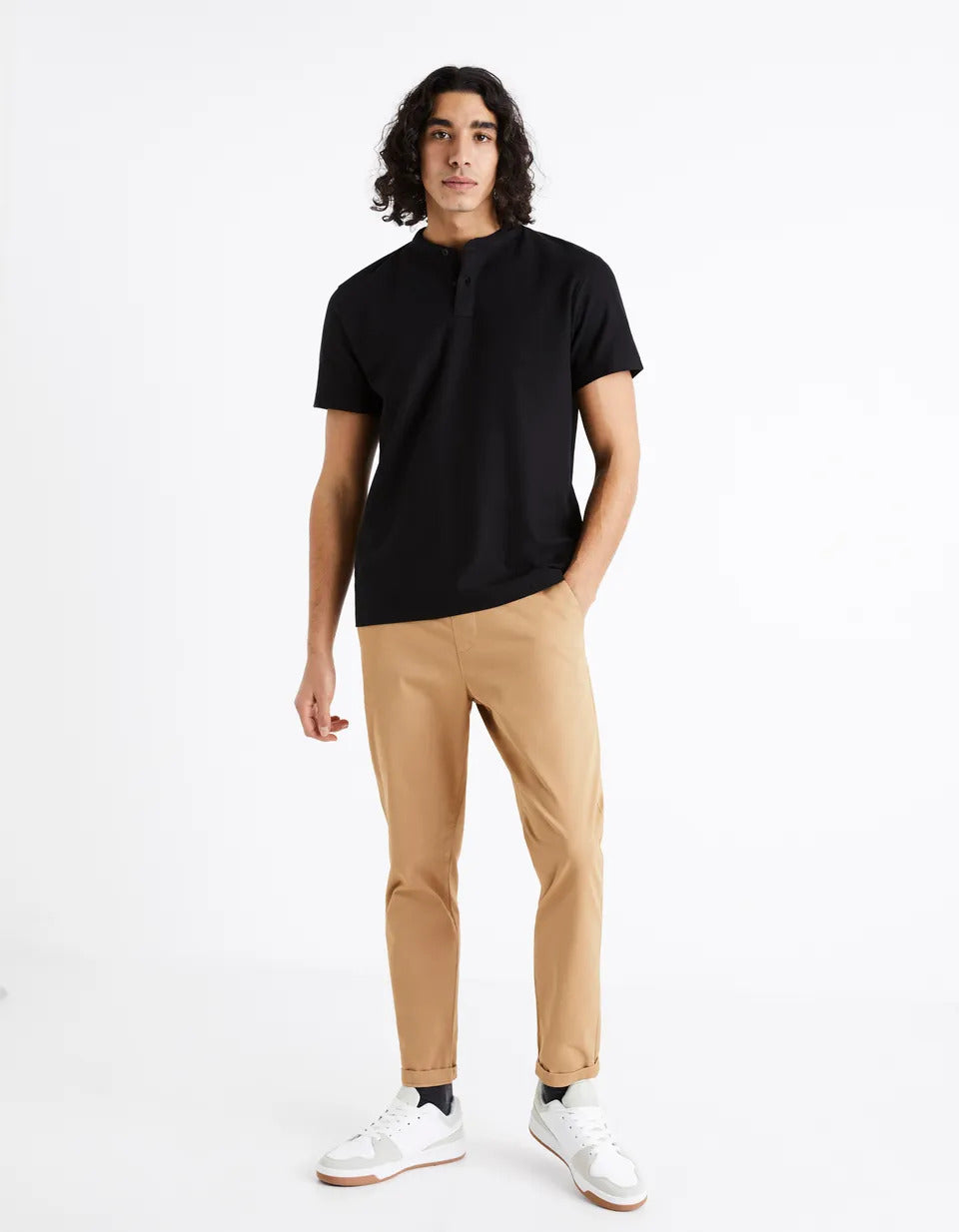 Stretch Cotton Trousers - Sand - 01