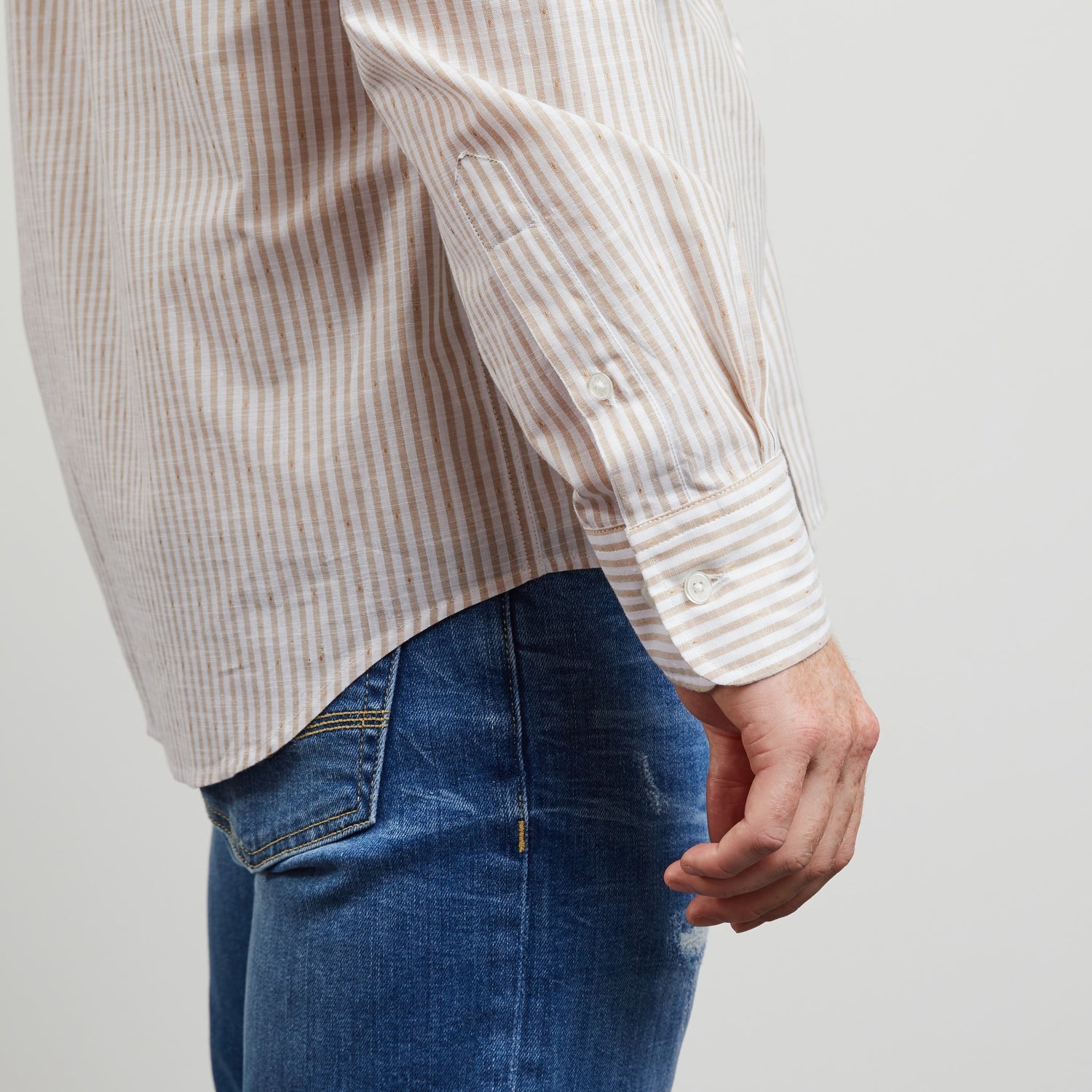 Striped Beige Cotton Shirt - 05