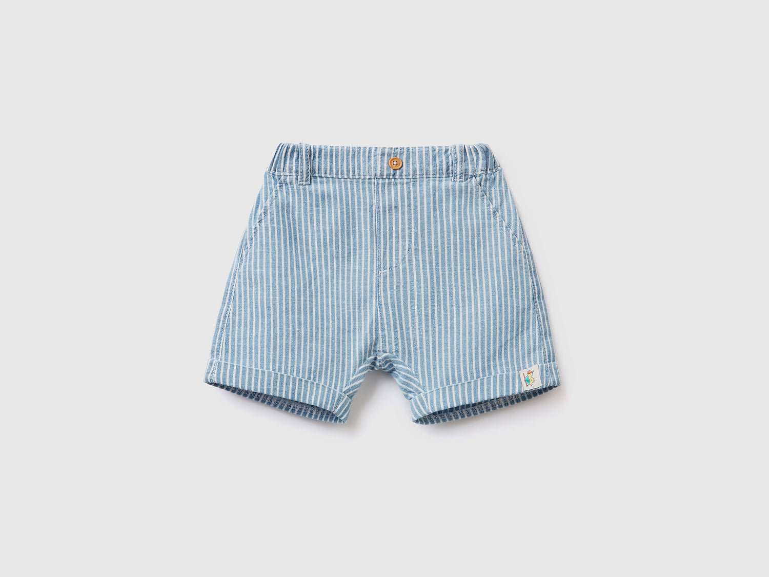 Striped Bermudas In Lightweight Denim