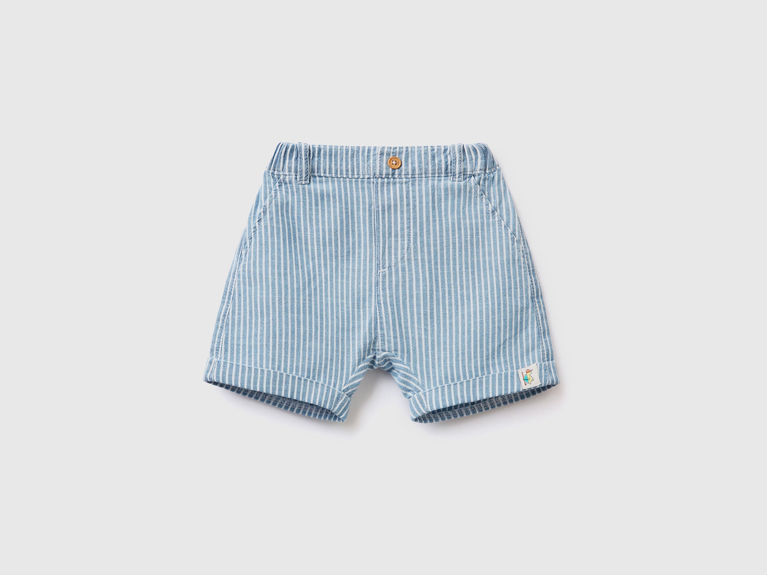 Striped Bermudas In Lightweight Denim