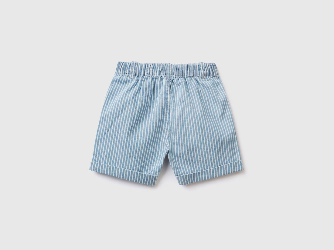 Striped Bermudas In Lightweight Denim