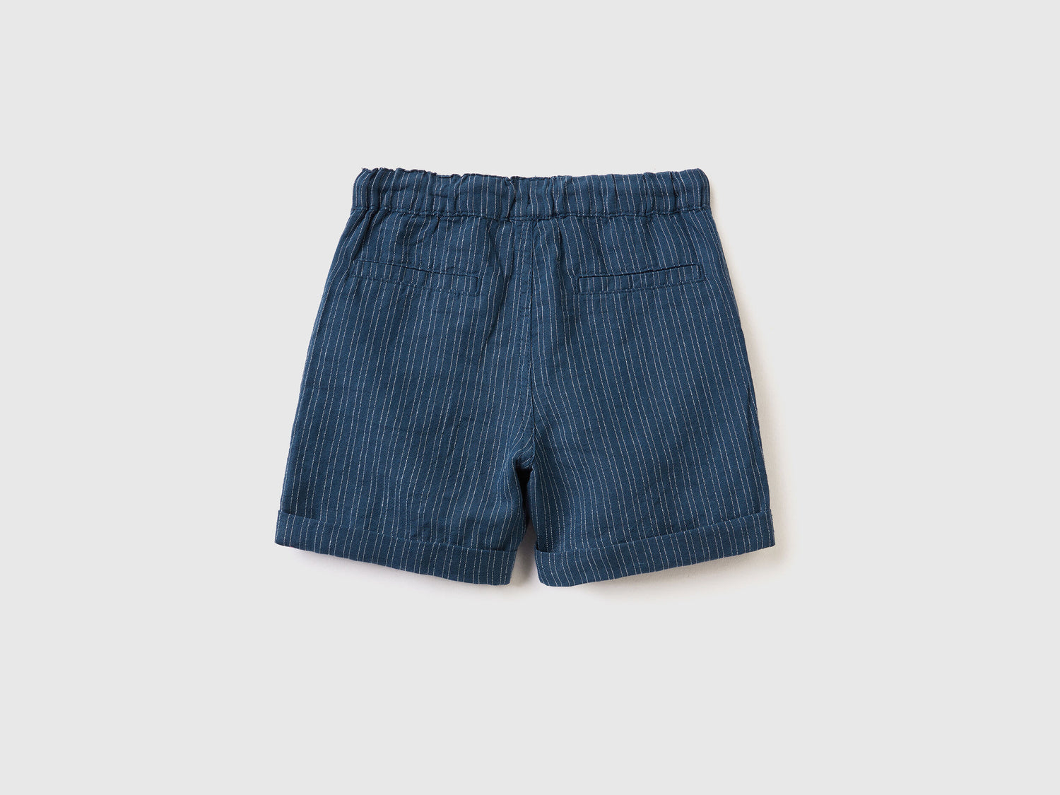 Striped Bermudas In Linen Blend