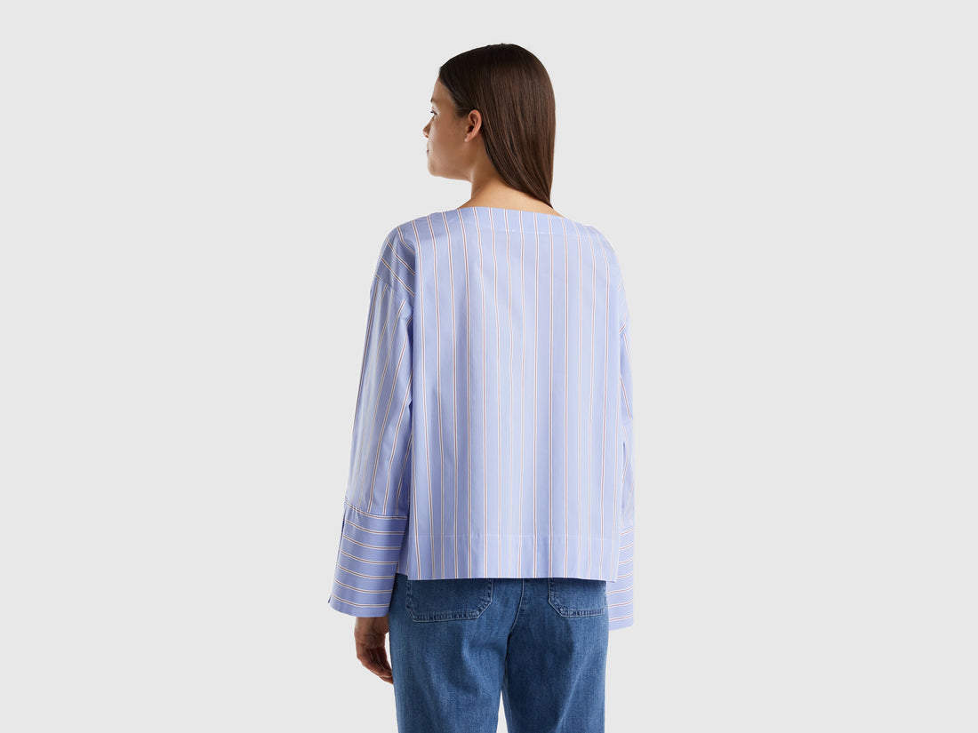 Striped Blouse In Stretch Cotton Blend