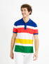 Striped 100% Cotton Polo Shirt - Green - 01