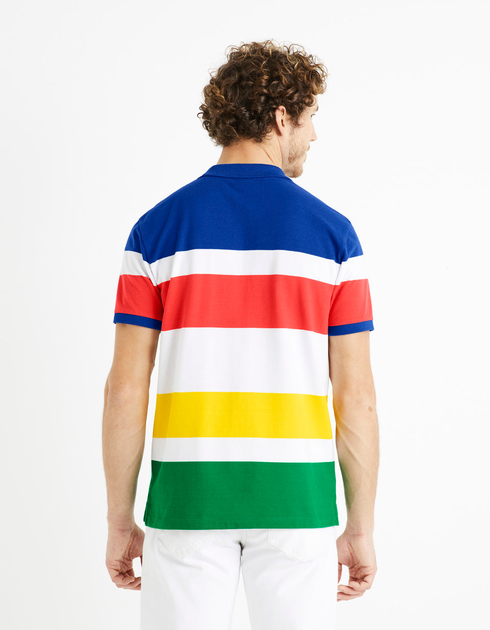 Striped 100% Cotton Polo Shirt - Green - 02