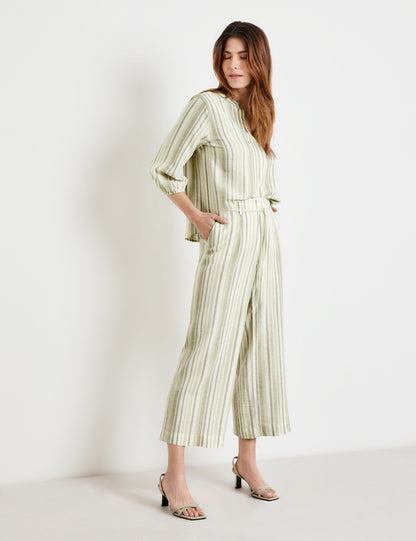 Striped Culottes Made Of Pure Linen