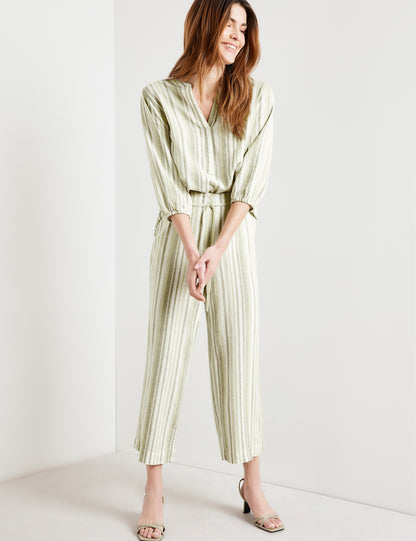 Striped Culottes Made Of Pure Linen