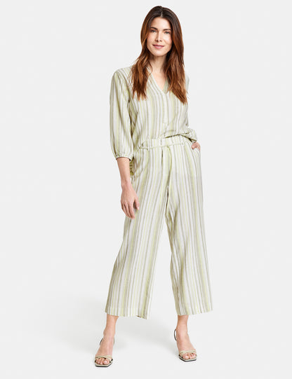 Striped Culottes Made Of Pure Linen