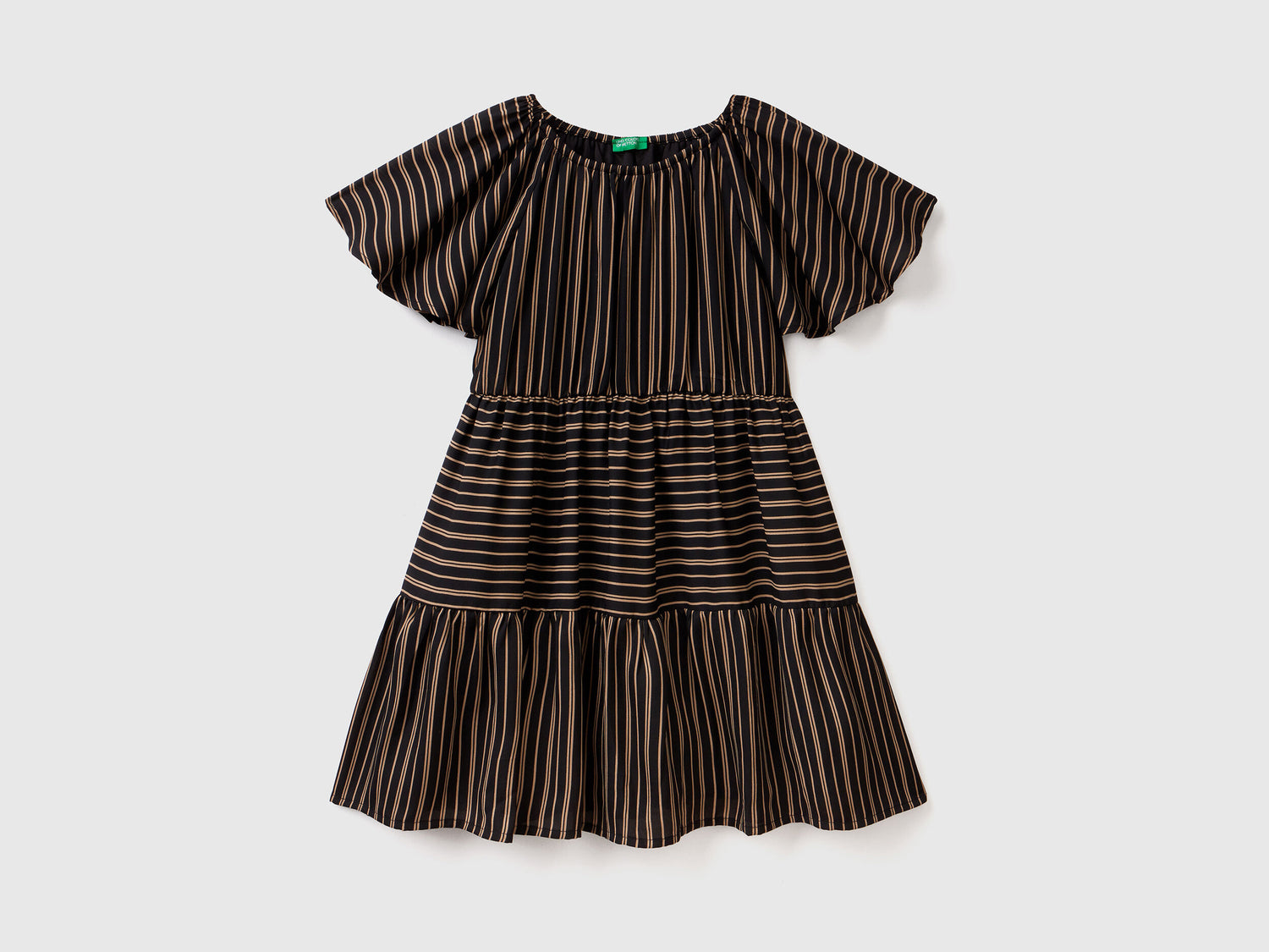 Striped Dress With Flounces - 01