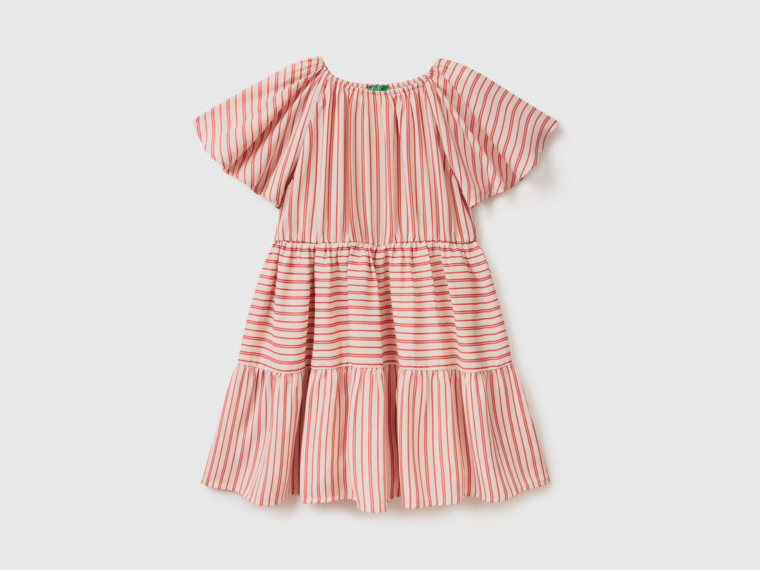 Striped Dress With Flounces - 01
