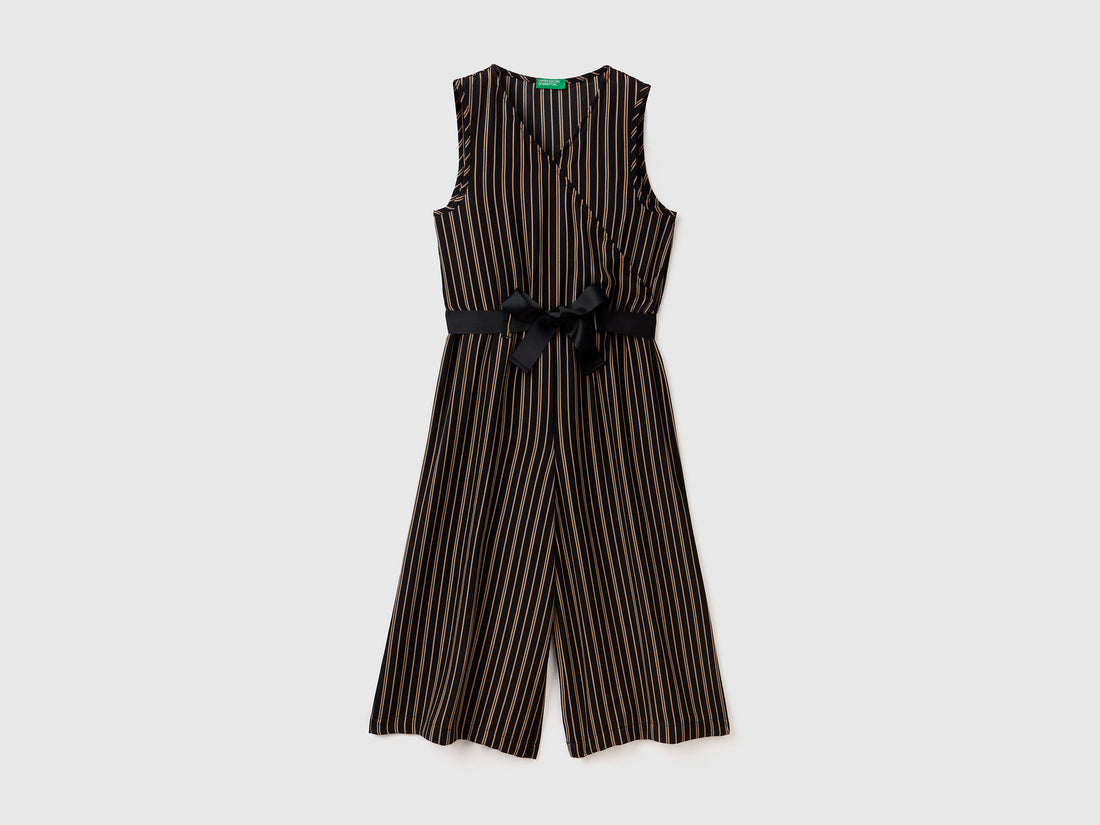 Striped Jumpsuit With Sash - 01
