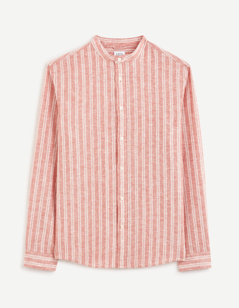 Striped Linen And Cotton Shirt - Red - 03