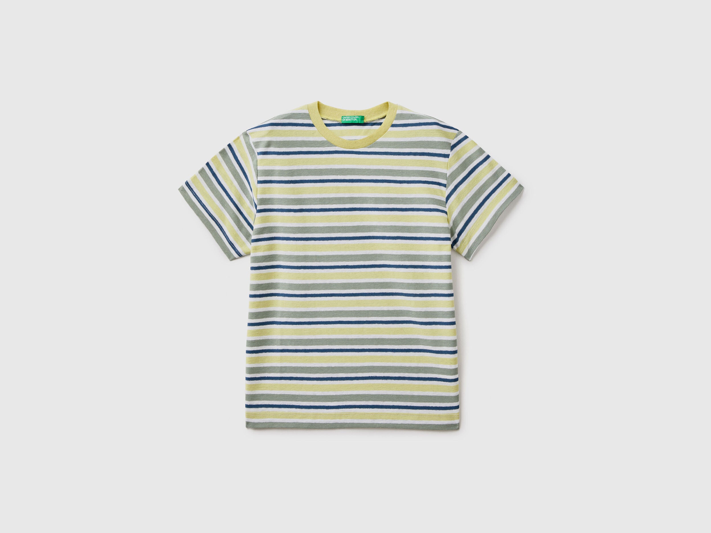 Striped T-Shirt In Linen Blend