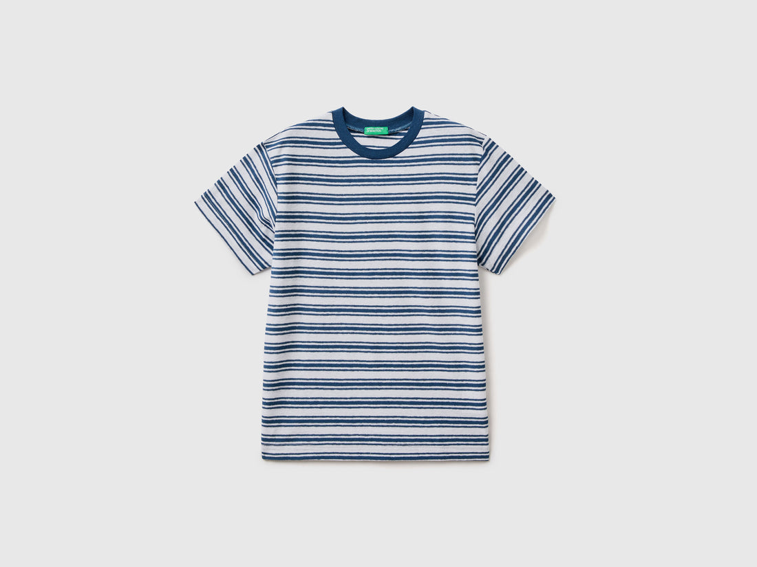 Striped T-Shirt In Linen Blend