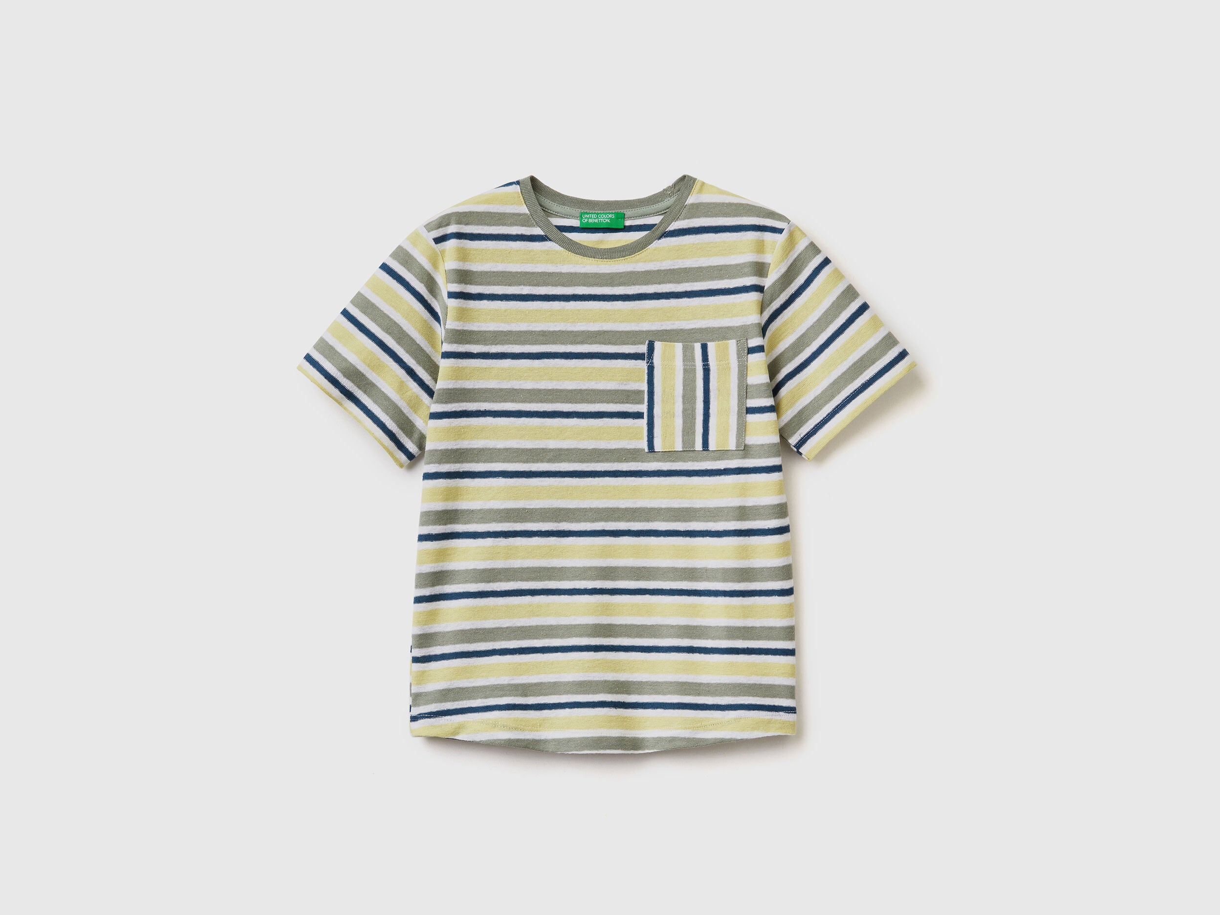 Striped T-Shirt In Linen Blend