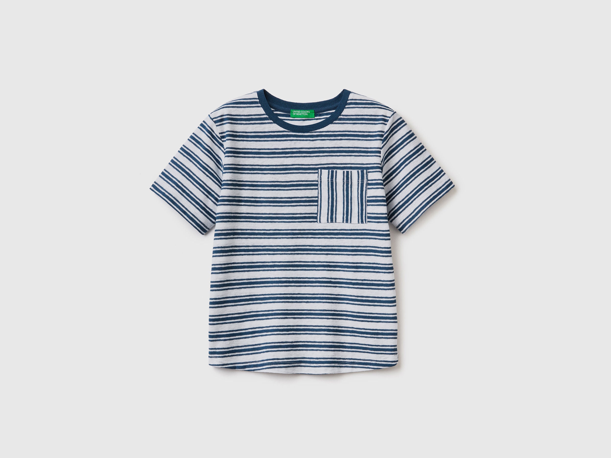 Striped T-Shirt In Linen Blend