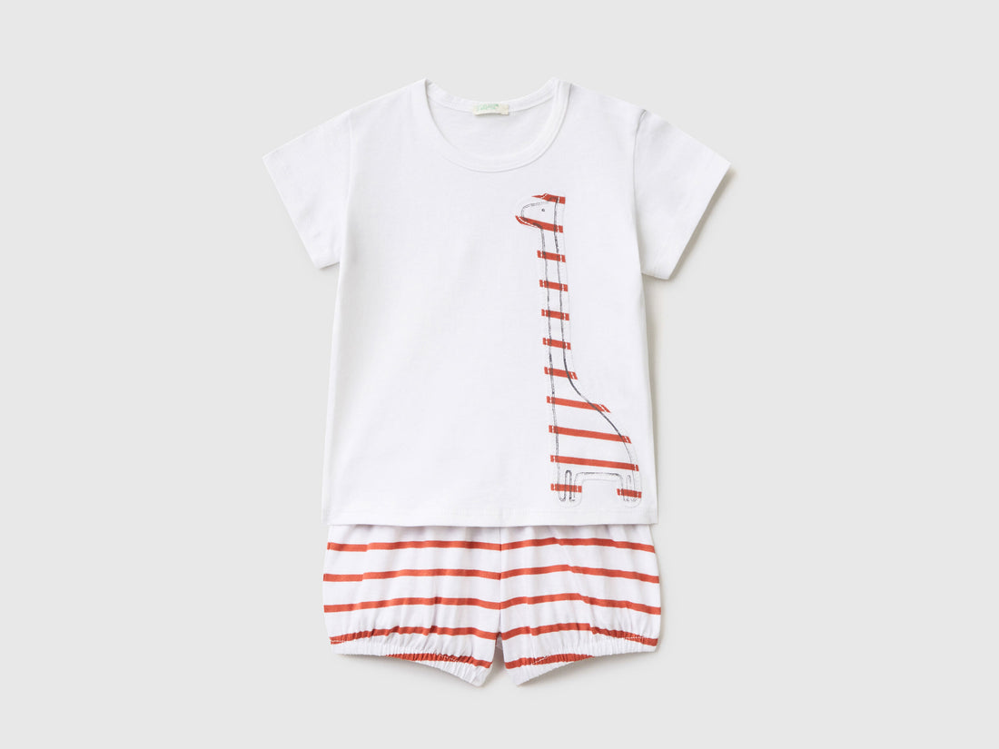T-Shirt And Shorts In Pure Cotton
