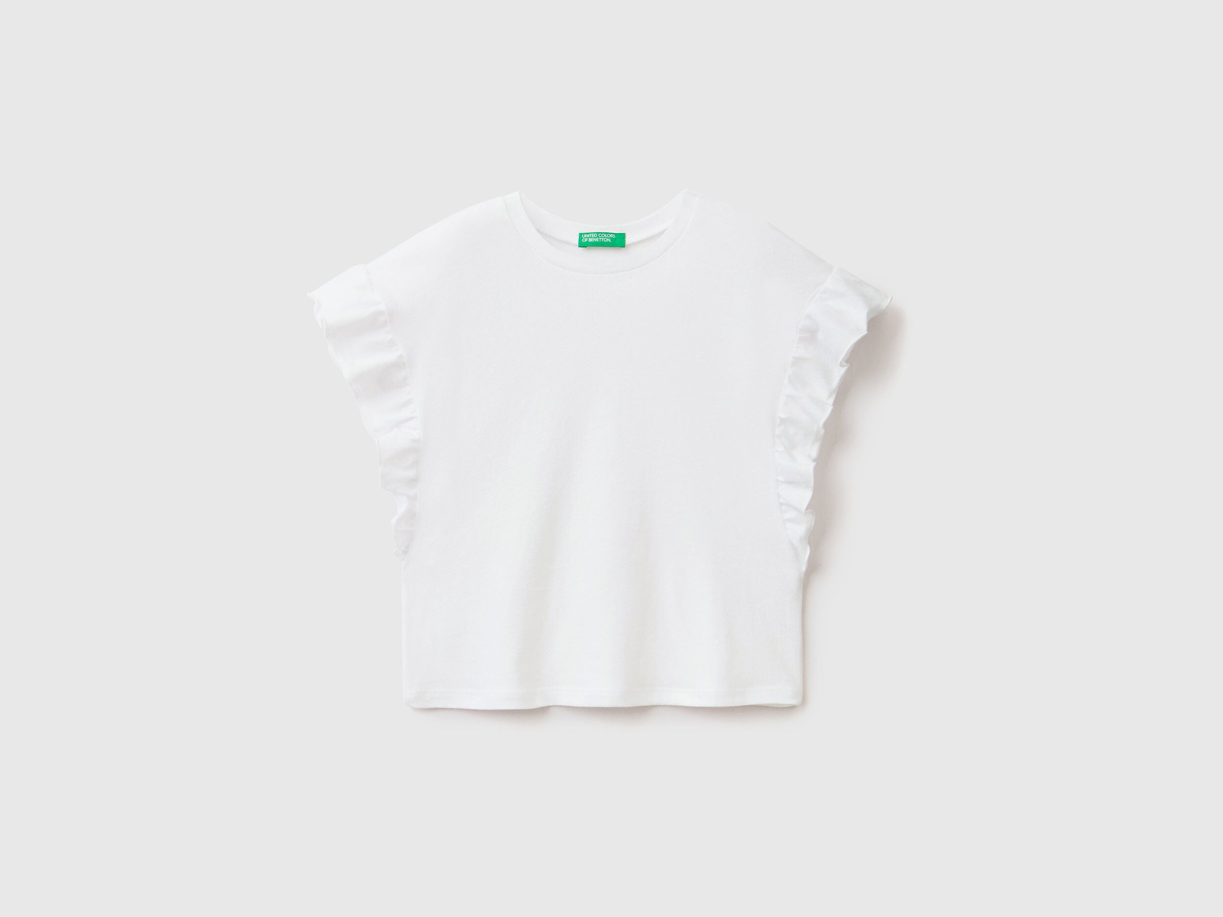T-Shirt In Linen Blend With Ruffles - 01