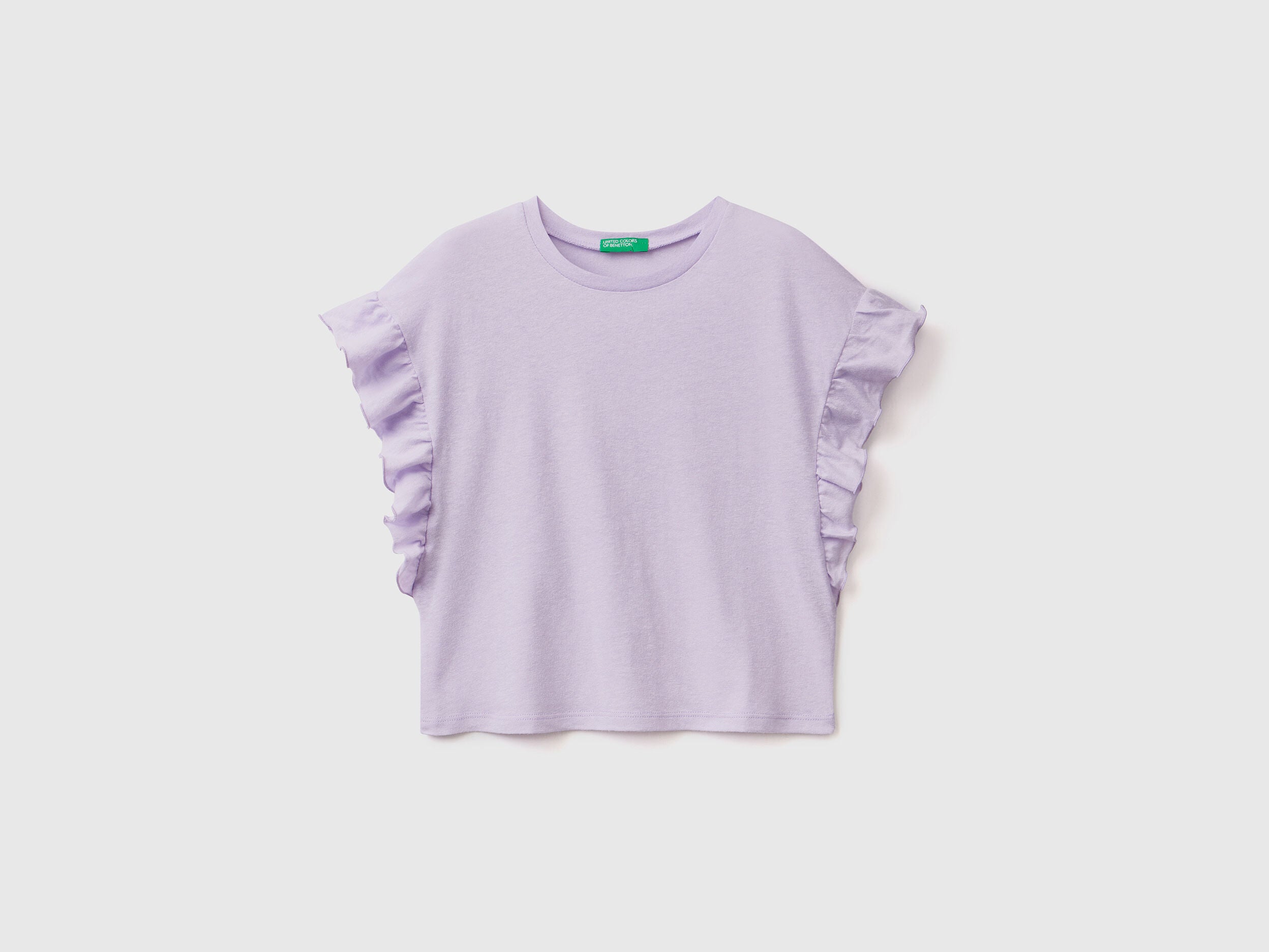 T-Shirt In Linen Blend With Ruffles - 01