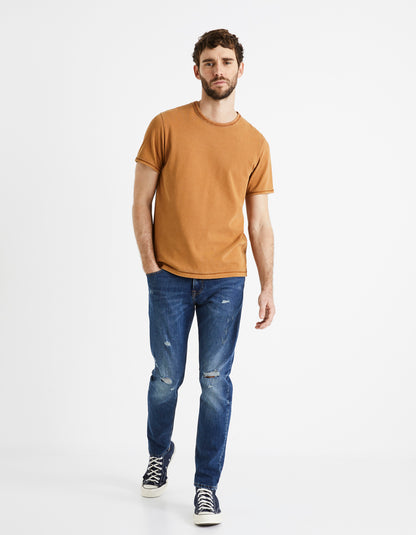 T-Shirt Turtleneck Around 100% Cotton - Camel - 01