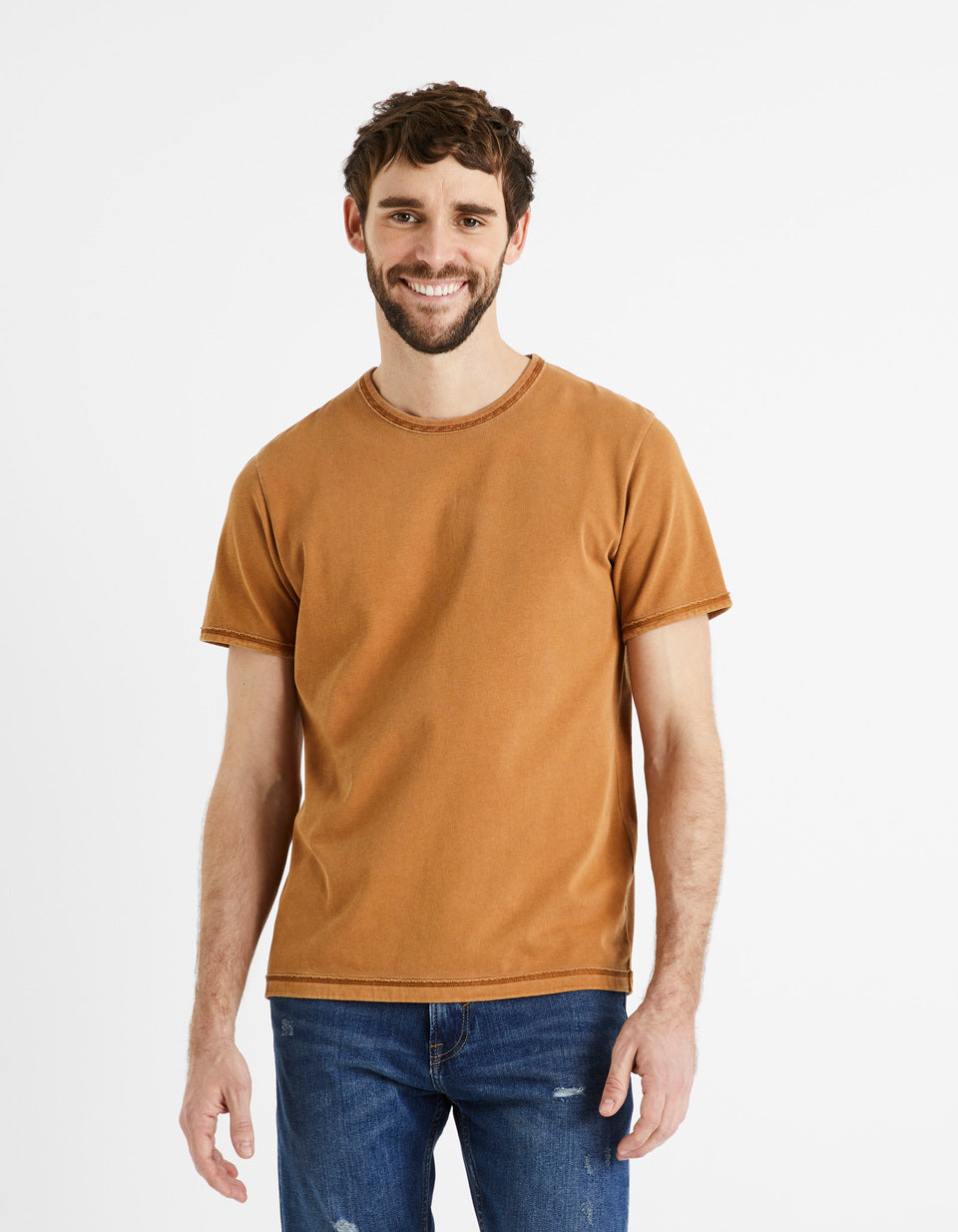 T-Shirt Turtleneck Around 100% Cotton - Camel - 02