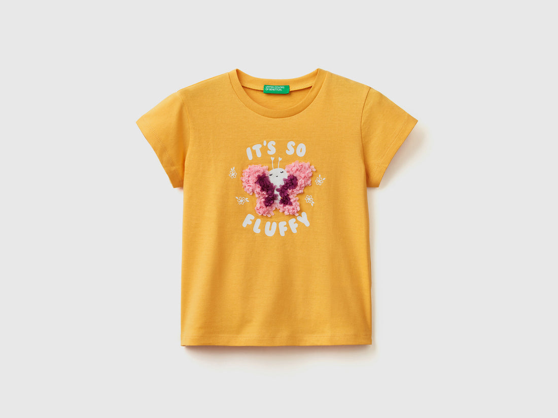 T-Shirt With Petal Look Applique - 01