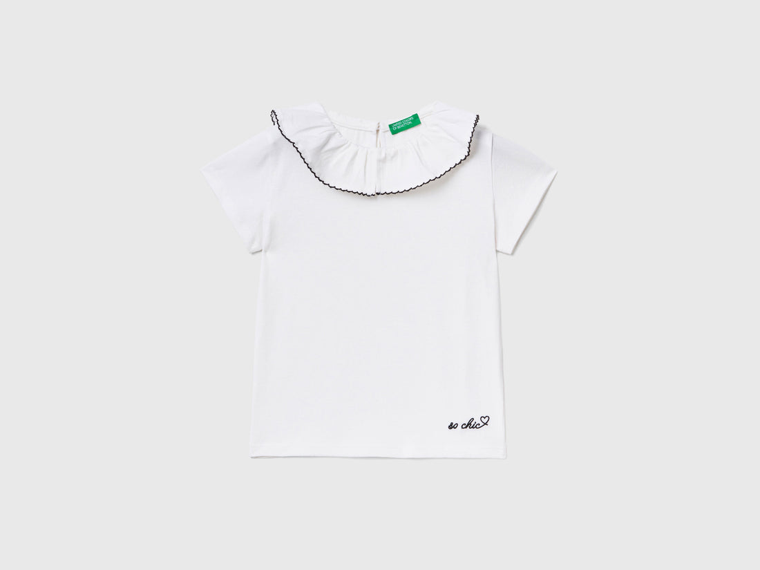 T-Shirt With Ruffle Collar - 01