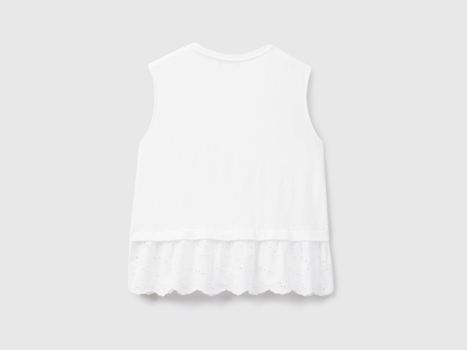 Tank Top With Broderie Anglaise Flounce