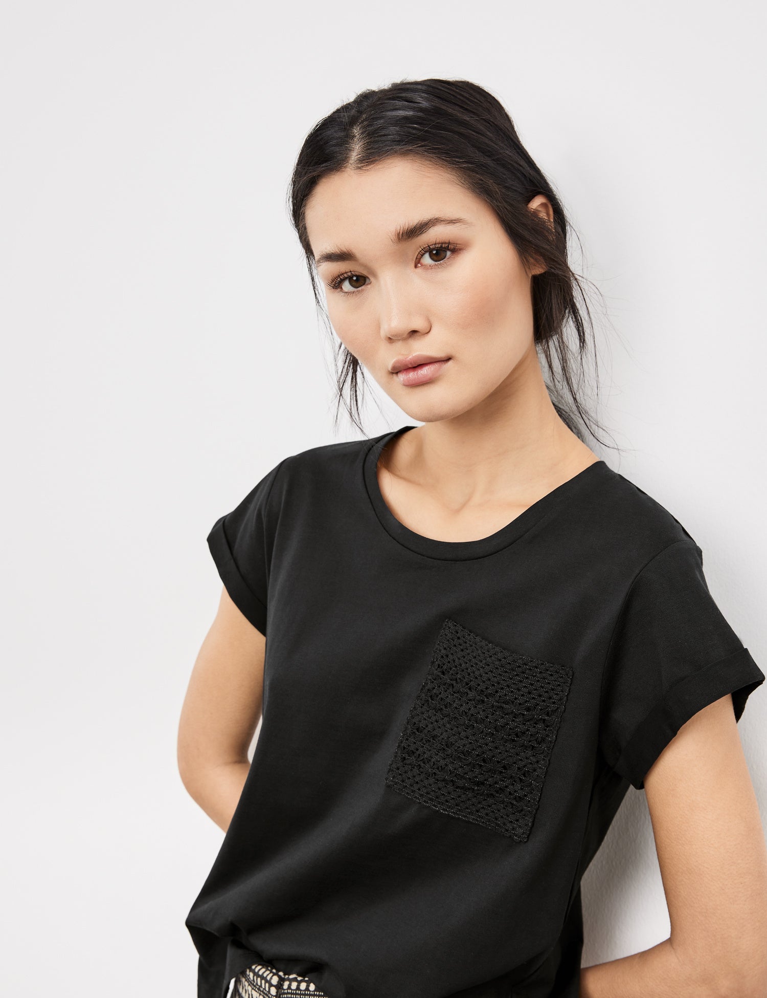 Top With Crochet Chest Pocket