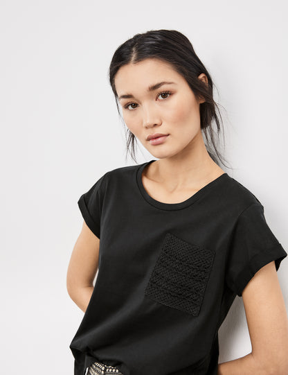 Top With Crochet Chest Pocket