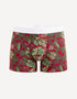 Tropical Leaf Stretch Cotton Boxers - Burgundy - 01