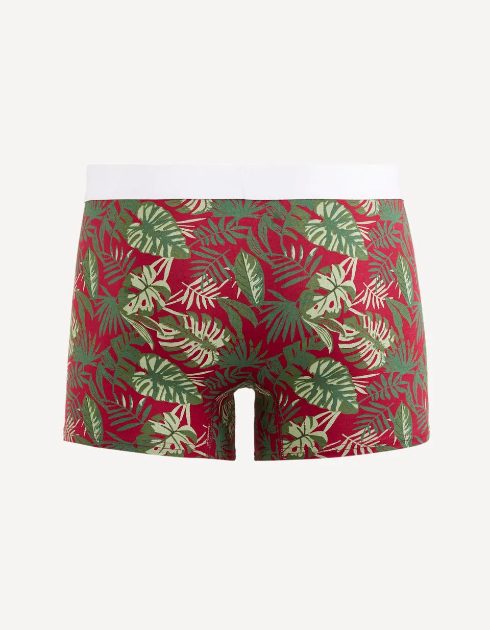 Tropical Leaf Stretch Cotton Boxers - Burgundy - 02