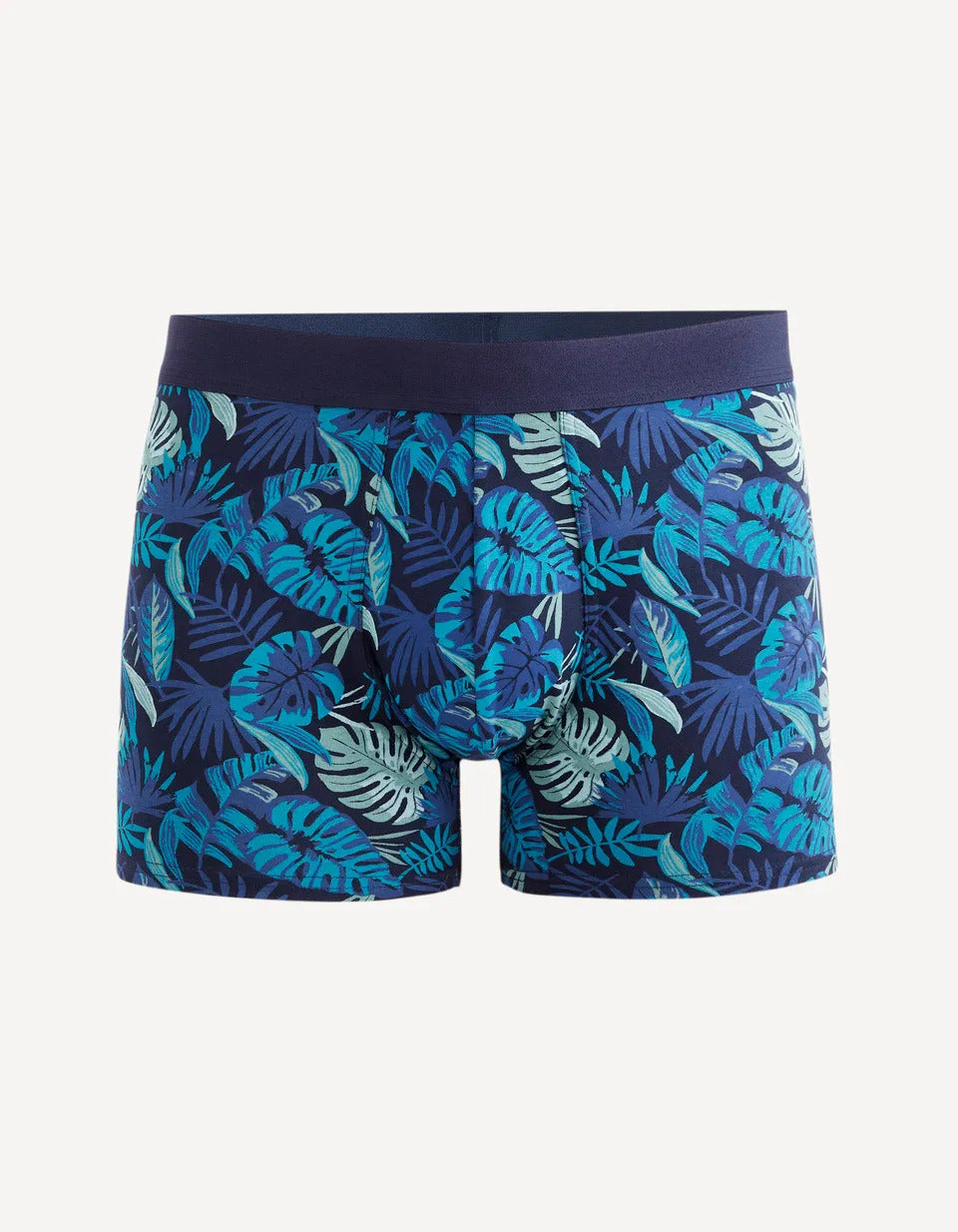 Tropical Leaf Stretch Cotton Boxers - Navy - 01