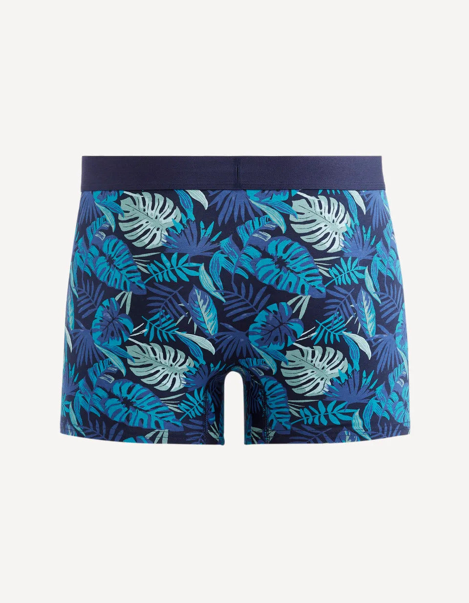 Tropical Leaf Stretch Cotton Boxers - Navy - 02